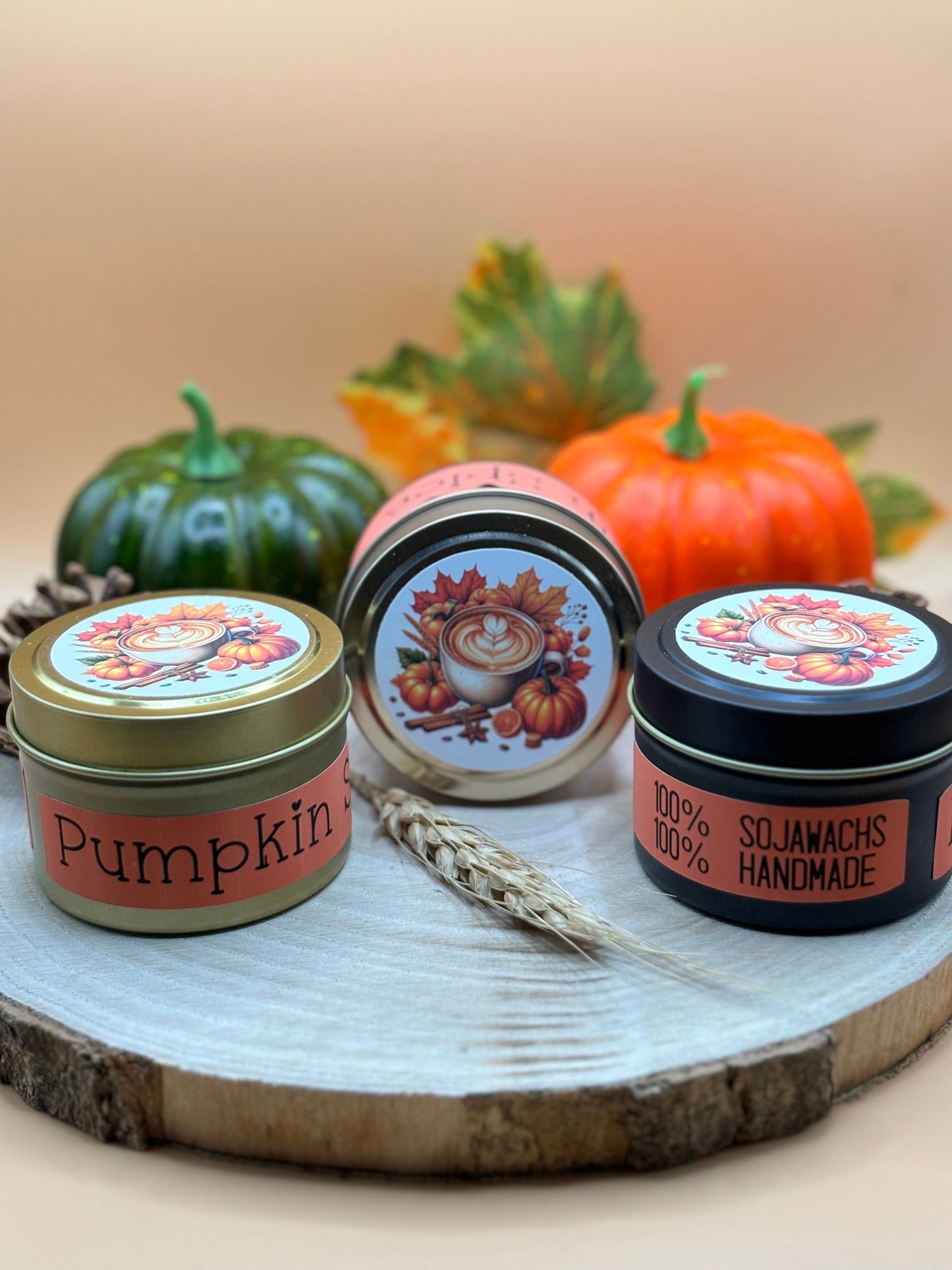 Pumpkin Spice Sojakerze 100% Handmade | Kürbis Kerze vegan | Halloween Dekor | Geschenk Duftkerze