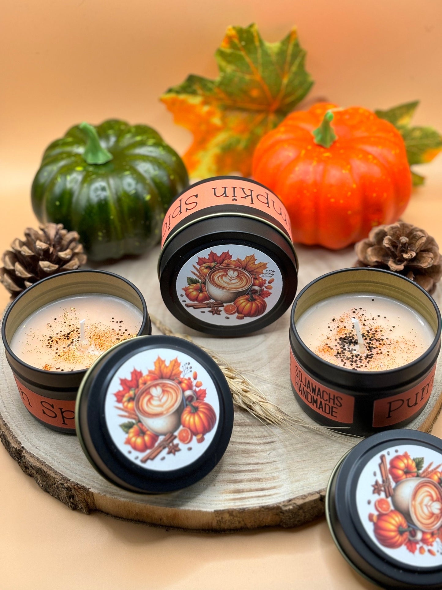 Pumpkin Spice Sojakerze 100% Handmade | Kürbis Kerze vegan | Halloween Dekor | Geschenk Duftkerze