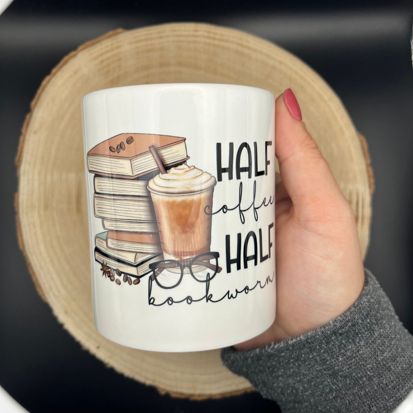 Half coffee half bookworm Mug | cozy bookish mug |  Bücherwurm Kaffee Tasse | Buchige Tasse