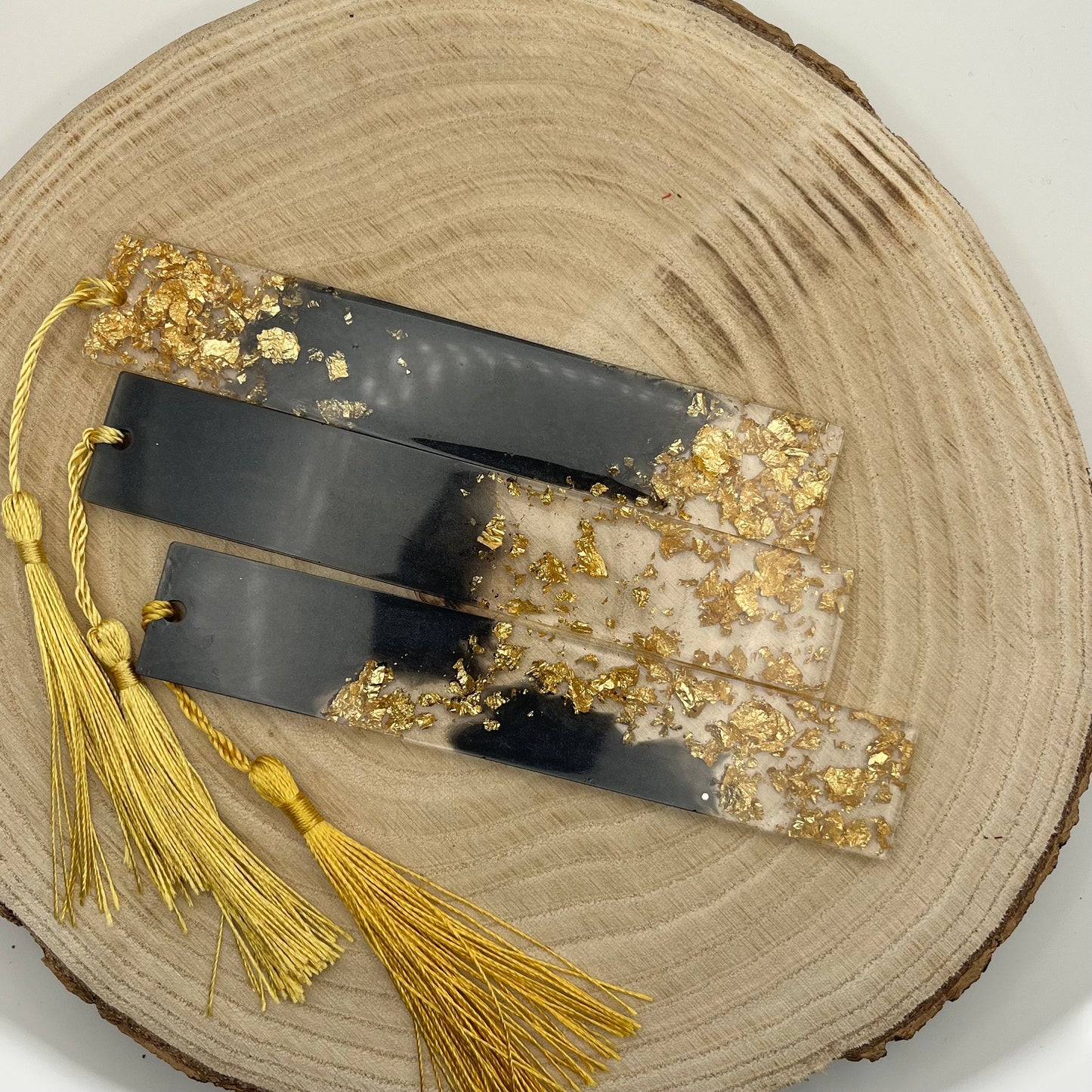 Lesezeichen Resin | Personalisierbares Lesezeichen | schwarz-goldenes Lesezeichen