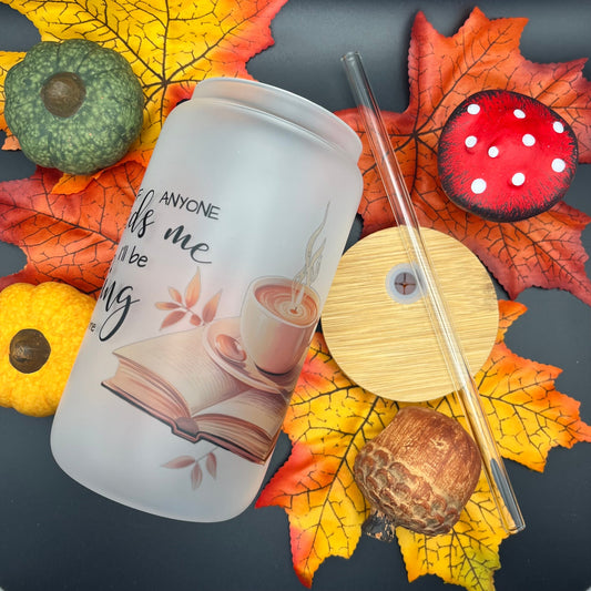 Bookish Glass Tumbler | Buchzitat Trinkglas | Gefäß mit Bambusdeckel und Strohhalm