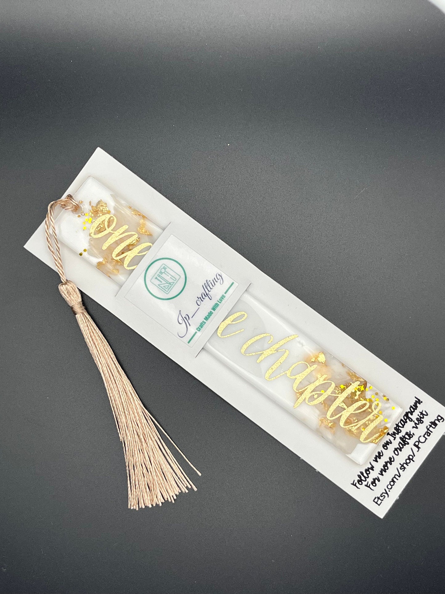 Lesezeichen Resin | Personalisierbares Lesezeichen | weiß-goldenes Lesezeichen