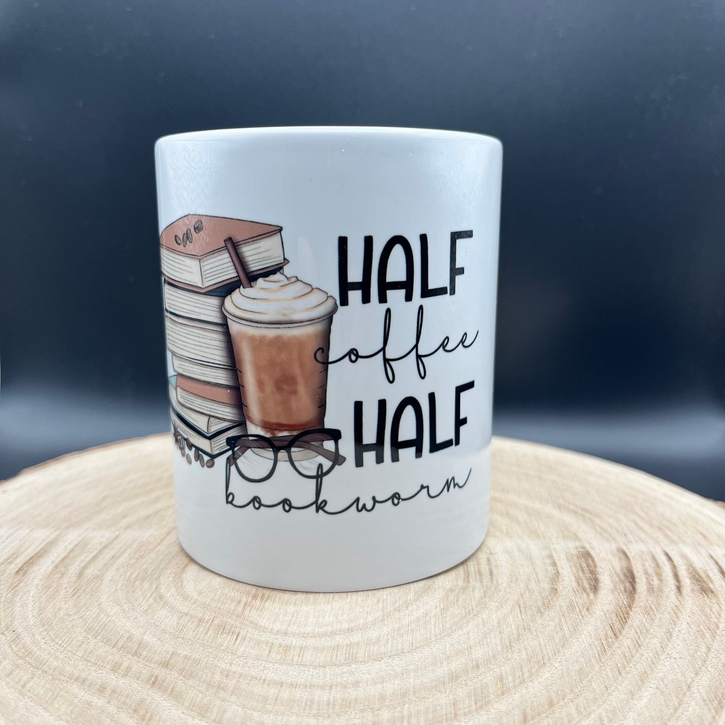 Half coffee half bookworm Mug | cozy bookish mug |  Bücherwurm Kaffee Tasse | Buchige Tasse