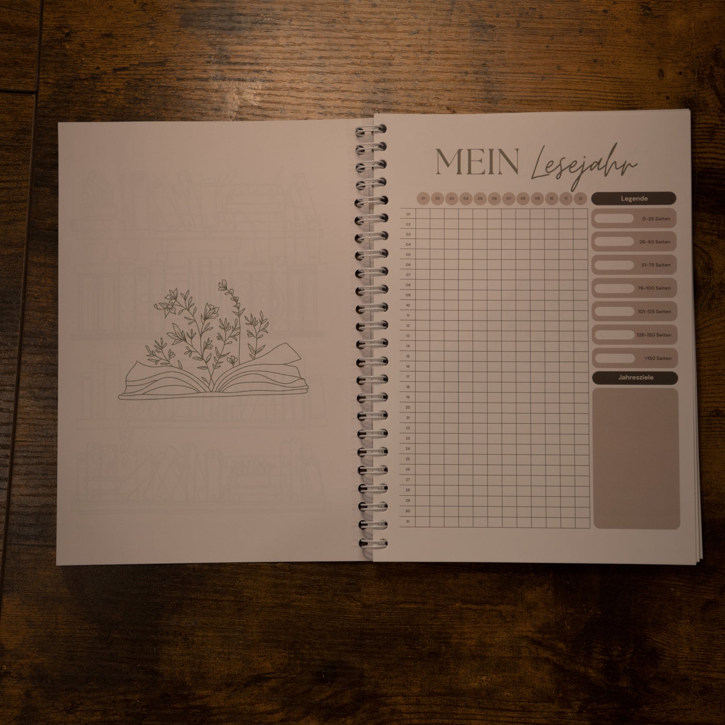 Book Journal | Reading Tracker | 80 Bücher | Grünes ringgebundenes Buch | Geschenkidee