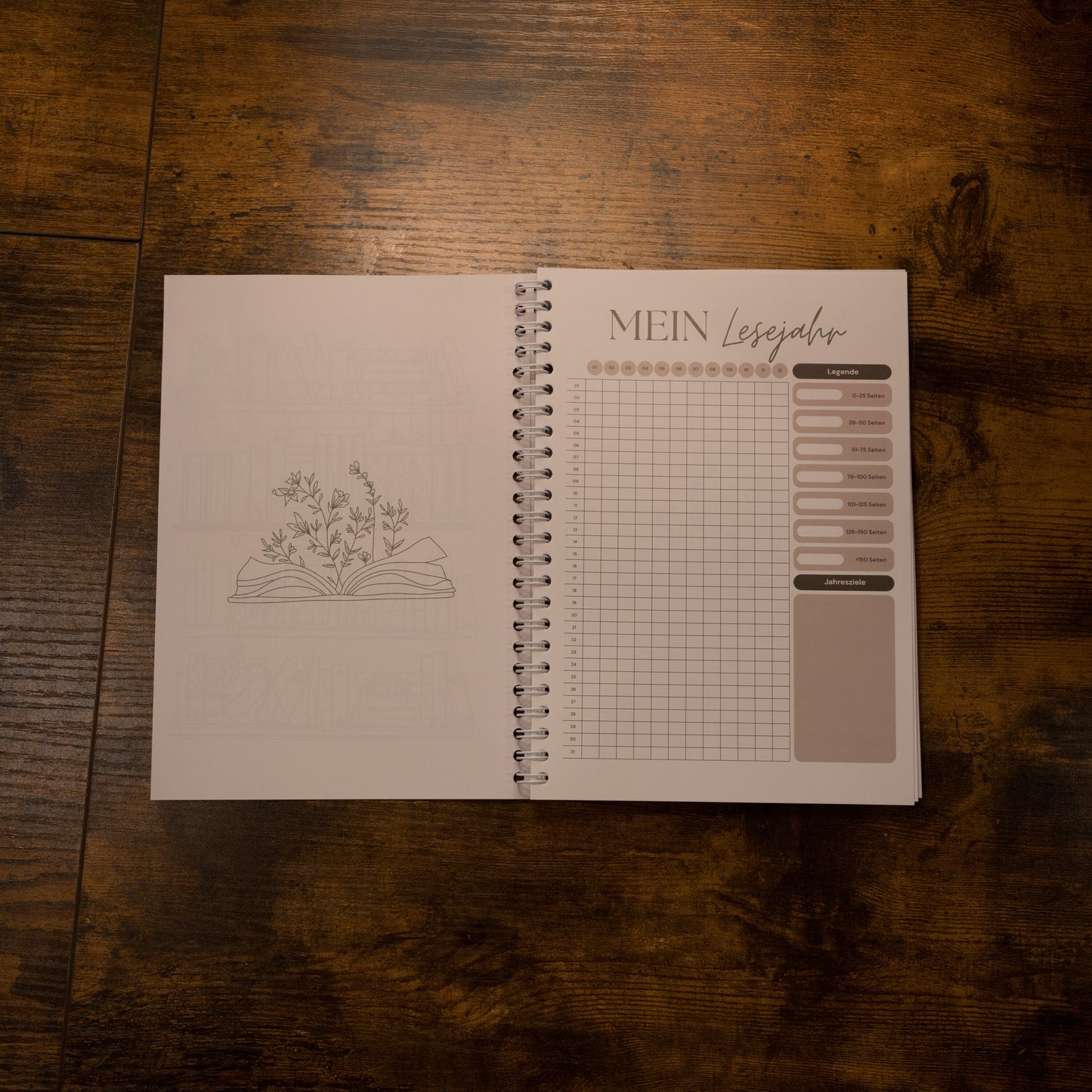Book Journal | Reading Tracker | 80 Bücher | Grünes ringgebundenes Buch | Geschenkidee