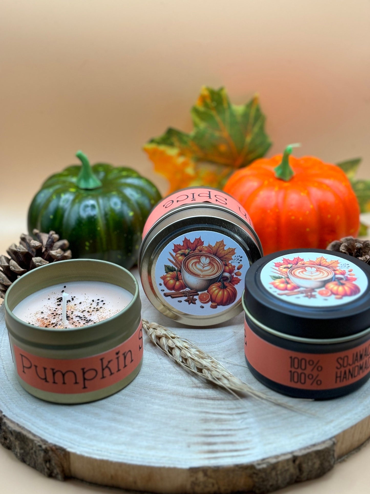Pumpkin Spice Sojakerze 100% Handmade | Kürbis Kerze vegan | Halloween Dekor | Geschenk Duftkerze