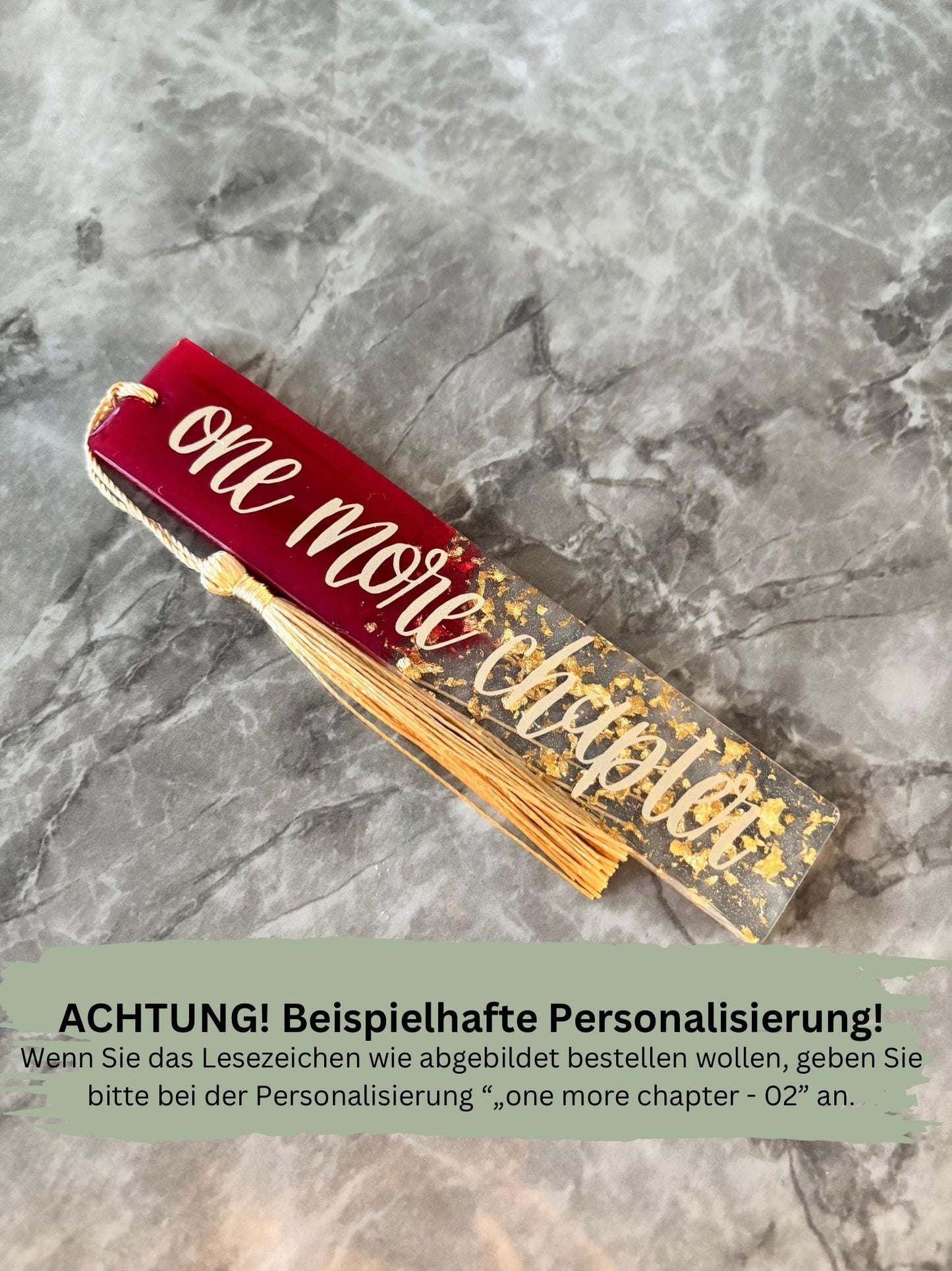 Lesezeichen Resin | Personalisierbares Lesezeichen | rot-goldenes Lesezeichen