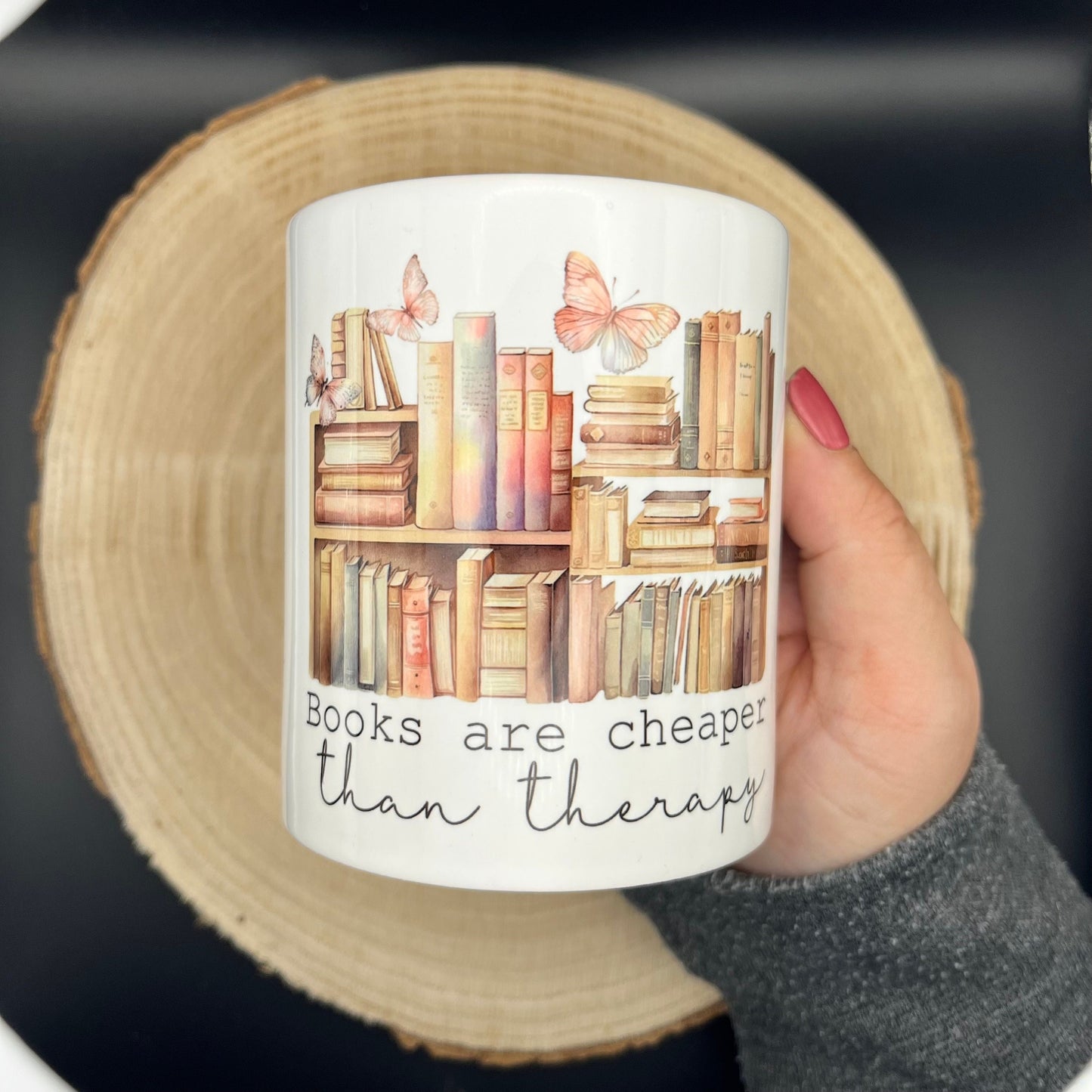 Books are cheaper than therapy Mug | funny bookish mug | Kaffee Tasse | Buchige Tasse