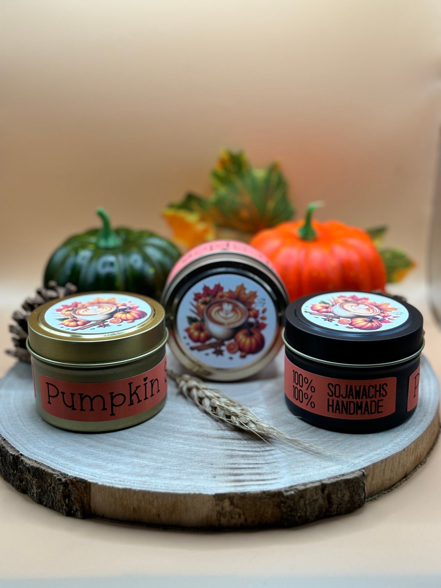 Pumpkin Spice Sojakerze 100% Handmade | Kürbis Kerze vegan | Halloween Dekor | Geschenk Duftkerze
