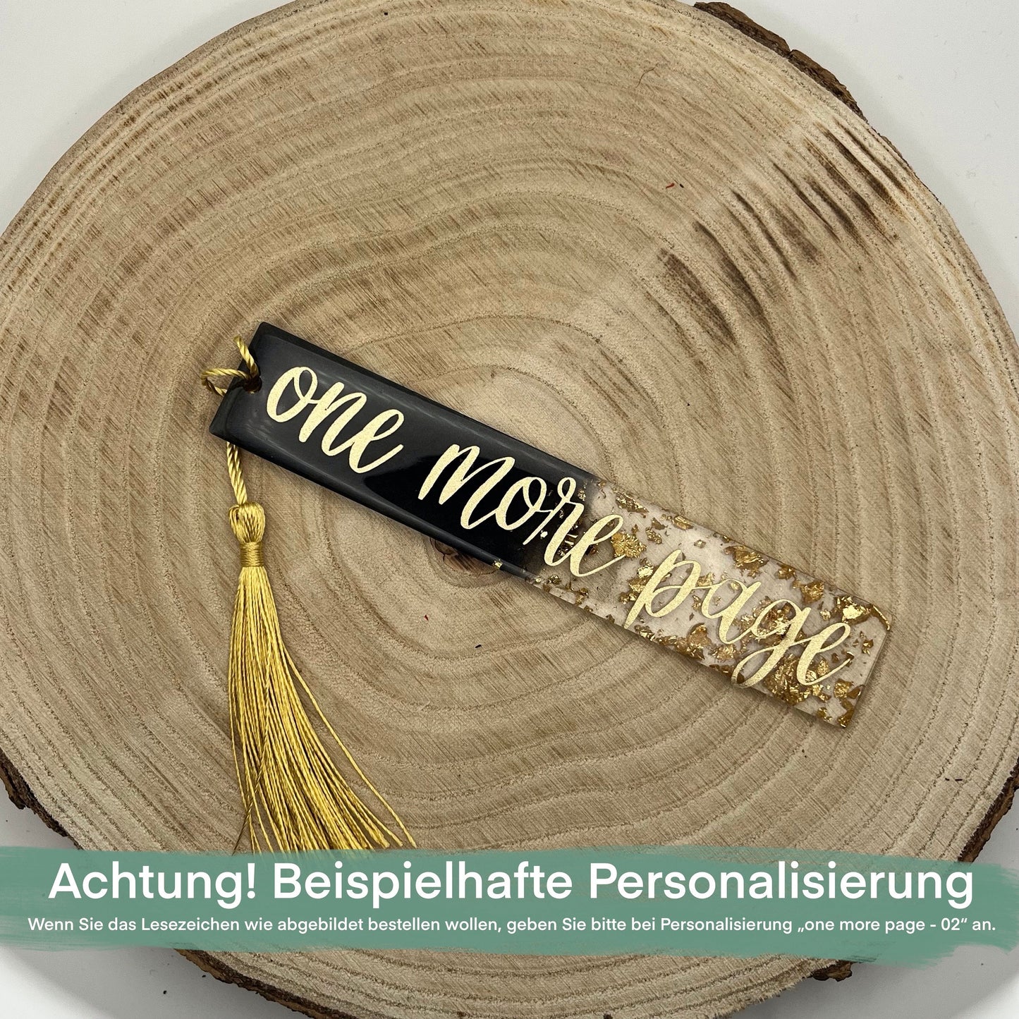 Lesezeichen Resin | Personalisierbares Lesezeichen | schwarz-goldenes Lesezeichen