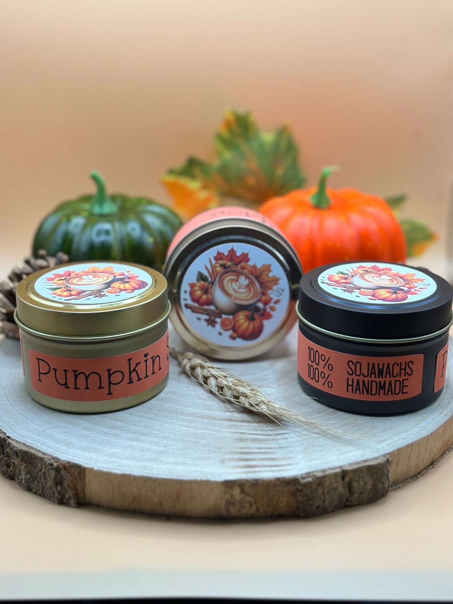 Pumpkin Spice Sojakerze 100% Handmade | Kürbis Kerze vegan | Halloween Dekor | Geschenk Duftkerze