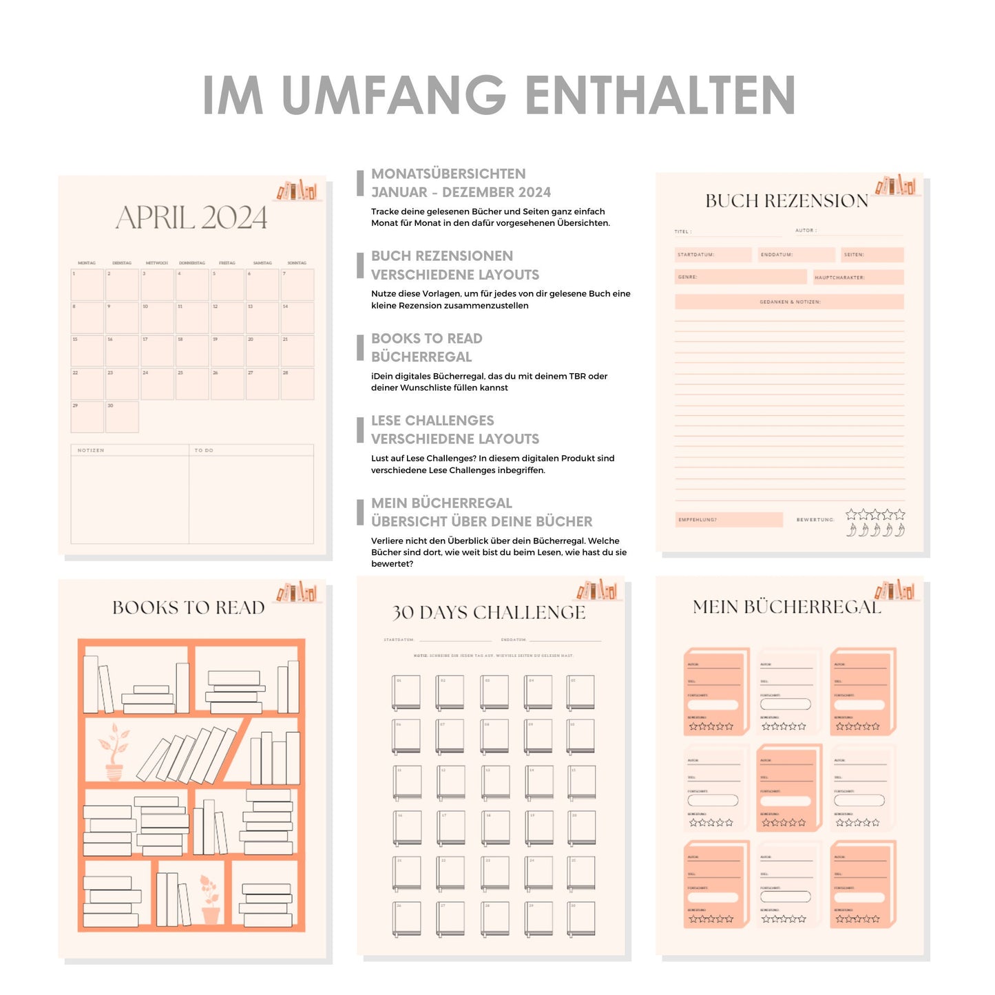 Digitales Lesetagebuch | Book Journal | GoodNotes Vorlage Lese Tracker