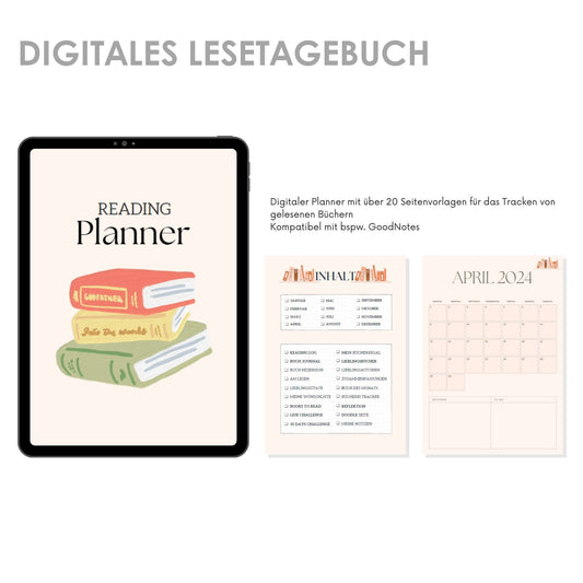 Digitales Lesetagebuch | Book Journal | GoodNotes Vorlage Lese Tracker