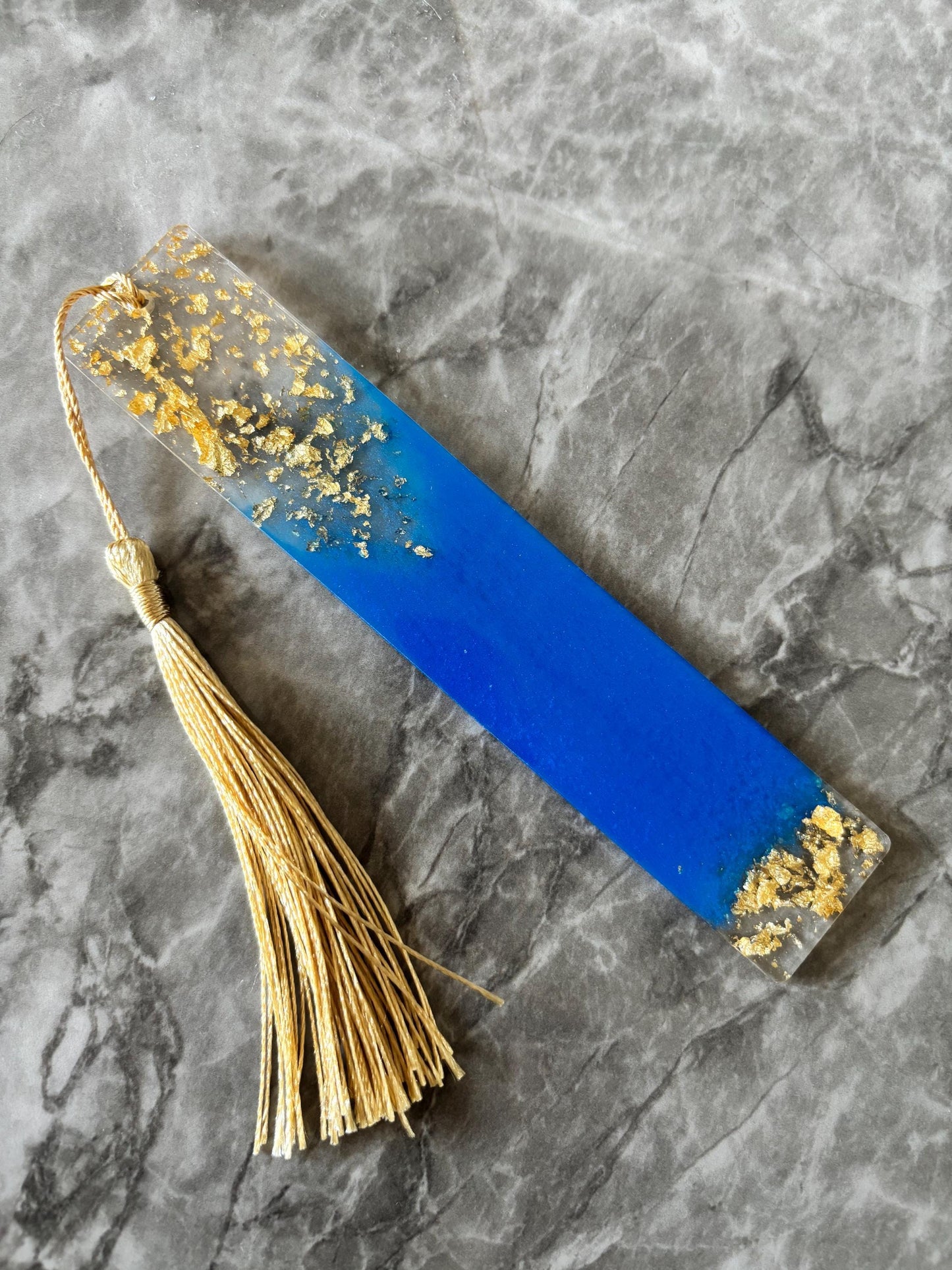 Lesezeichen Resin | Personalisierbares Lesezeichen | blau-goldenes Lesezeichen