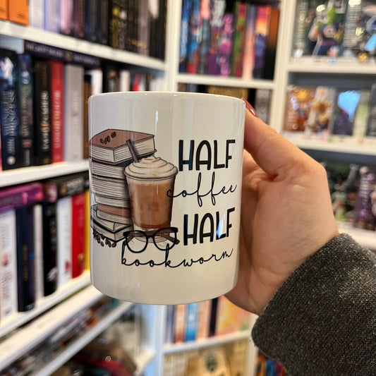 Half coffee half bookworm Mug | cozy bookish mug |  Bücherwurm Kaffee Tasse | Buchige Tasse