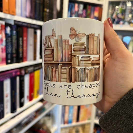 Books are cheaper than therapy Mug | funny bookish mug |  Kaffee Tasse | Buchige Tasse